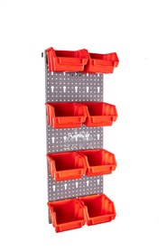 Zestaw pudełek czerwonych Ergobox 1 + płyta perforowana szara 225X630X15 mm (szerokość x wysokość x głębokość-rant)