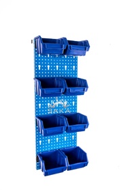 Zestaw pudełek niebieskich Ergobox 1 + płyta perforowana niebieska 225x630x15 mm (szerokość x wysokość x głębokość-rant)