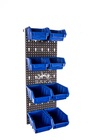 Zestaw pudełek czarnych Ergobox 1 i 2 + płyta perforowana niebieska 225x630x15 mm (szerokość x wysokość x głębokość-rant) (6)