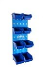 Zestaw pudełek czarnych Ergobox 1 i 2 + płyta perforowana niebieska 225x630x15 mm (szerokość x wysokość x głębokość-rant) (7)