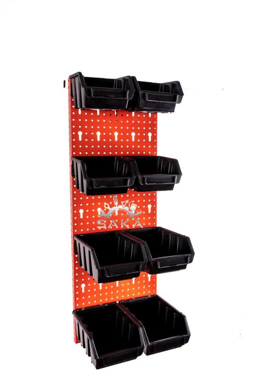 Zestaw pudełek czarnych Ergobox 1 i 2 + płyta perforowana niebieska 225x630x15 mm (szerokość x wysokość x głębokość-rant) (9)