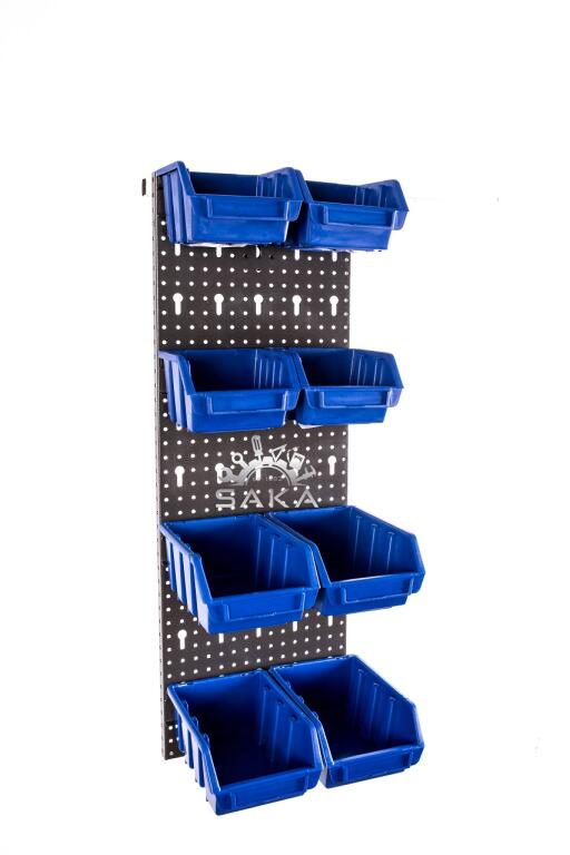 Zestaw pudełek czarnych Ergobox 1 i 2 + płyta perforowana czerwona 225X630X15 mm (szerokość x wysokość x głębokość-rant) (6)