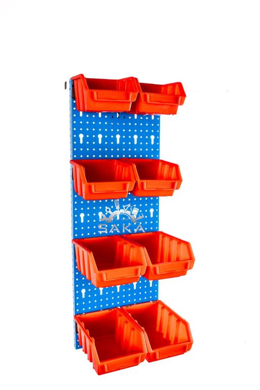 Zestaw pudełek czarnych Ergobox 1 i 2 + płyta perforowana czerwona 225X630X15 mm (szerokość x wysokość x głębokość-rant) (7)