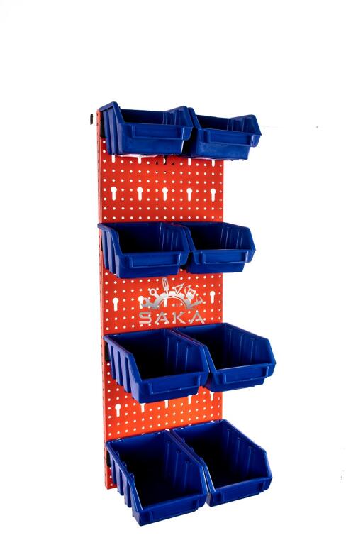 Zestaw pudełek czarnych Ergobox 1 i 2 + płyta perforowana czerwona 225X630X15 mm (szerokość x wysokość x głębokość-rant) (10)