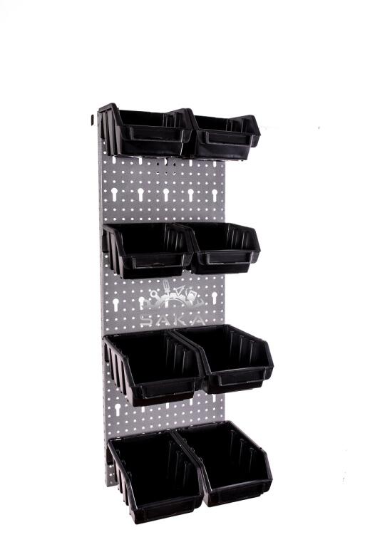 Zestaw pudełek czarnych Ergobox 1 i 2 + płyta perforowana czerwona 225X630X15 mm (szerokość x wysokość x głębokość-rant) (11)