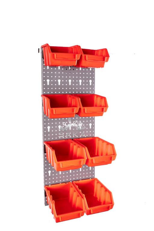 Zestaw pudełek czarnych Ergobox 1 i 2 + płyta perforowana czerwona 225X630X15 mm (szerokość x wysokość x głębokość-rant) (3)