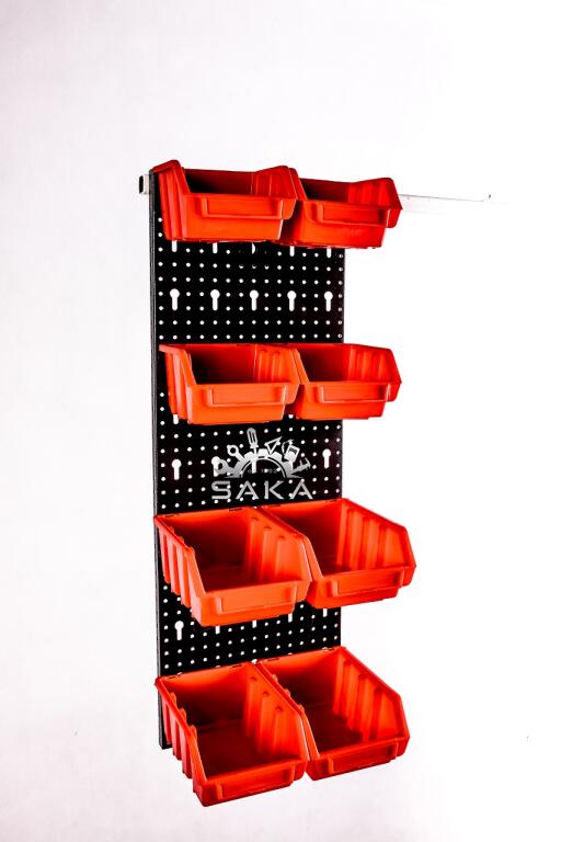 Zestaw pudełek czerwonych Ergobox 1 i 2 + płyta perforowana czerwona 225X630X15 mm (szerokość x wysokość x głębokość-rant) (5)