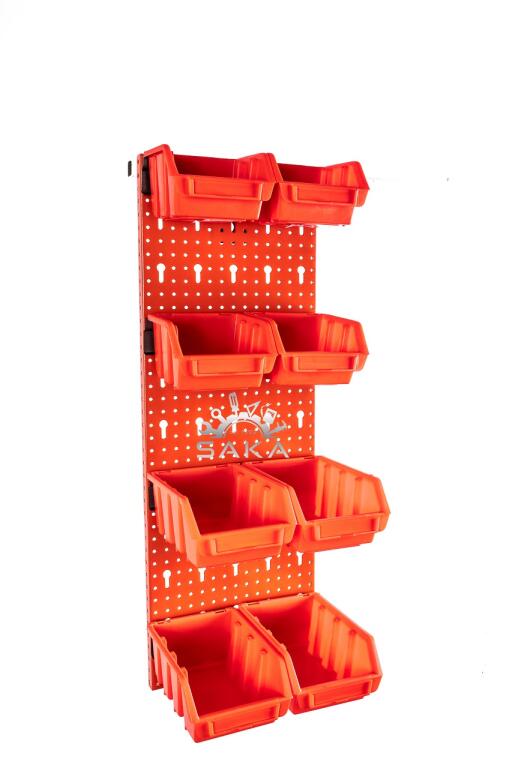 Zestaw pudełek czerwonych Ergobox 1 i 2 + płyta perforowana czerwona 225X630X15 mm (szerokość x wysokość x głębokość-rant)