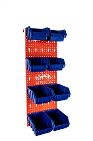 Zestaw pudełek niebieskich Ergobox 1 i 2 + płyta perforowana czerwona 225X630X15 mm (szerokość x wysokość x głębokość-rant)