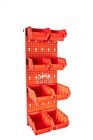 Zestaw pudełek niebieskich Ergobox 1 i 2 + płyta perforowana czerwona 225X630X15 mm (szerokość x wysokość x głębokość-rant) (3)