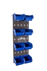 Zestaw pudełek czarnych Ergobox 1 + płyta perforowana niebieska 225x630x15 mm (szerokość x wysokość x głębokość-rant) (4)