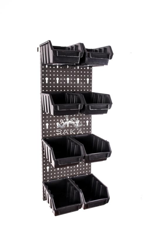 Zestaw pudełek niebieskich Ergobox 2 + płyta perforowana niebieska 225x505x15 mm (szerokość x wysokość x głębokość-rant) (4)