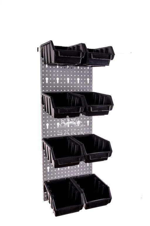 Zestaw pudełek niebieskich Ergobox 2 + płyta perforowana niebieska 225x505x15 mm (szerokość x wysokość x głębokość-rant) (3)