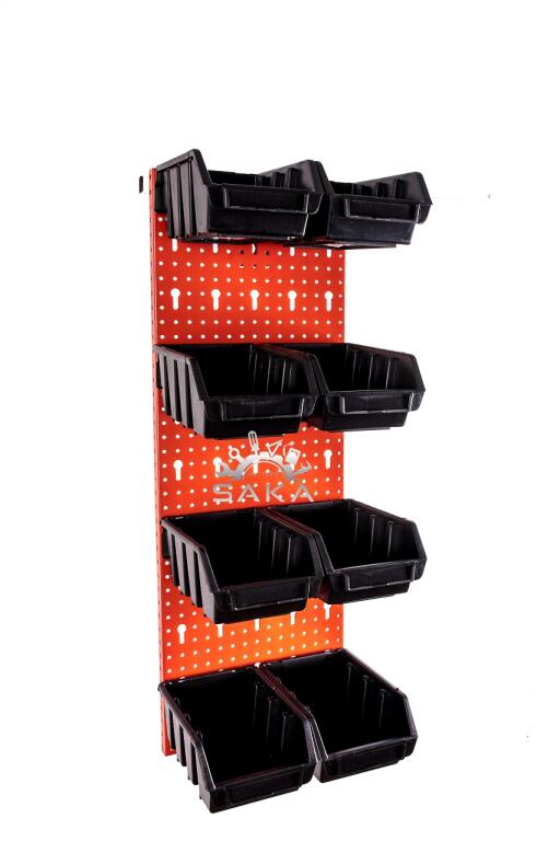 Zestaw pudełek czerwonych Ergobox 2 + płyta perforowana szara 225x505x15 mm (szerokość x wysokość x głębokość-rant) (9)