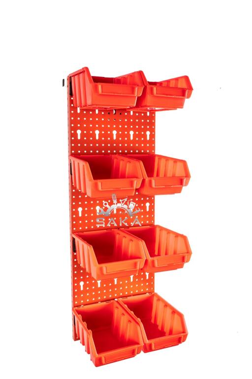 Zestaw pudełek czerwonych Ergobox 2 + płyta perforowana szara 225x505x15 mm (szerokość x wysokość x głębokość-rant) (10)