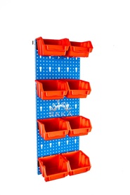 Zestaw pudełek czerwonych Ergobox 1 + płyta perforowana niebieska 225x505x15 mm (szerokość x wysokość x głębokość-rant)