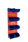 Zestaw pudełek czerwonych Ergobox 1 + płyta perforowana niebieska 225x505x15 mm (szerokość x wysokość x głębokość-rant) (8)