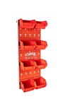 Zestaw pudełek czerwonych Ergobox 1 + płyta perforowana niebieska 225x505x15 mm (szerokość x wysokość x głębokość-rant) (3)