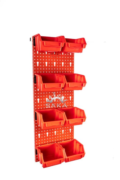 Zestaw pudełek czerwonych Ergobox 1 + płyta perforowana czerwona 225x505x15 mm (szerokość x wysokość x głębokość-rant)