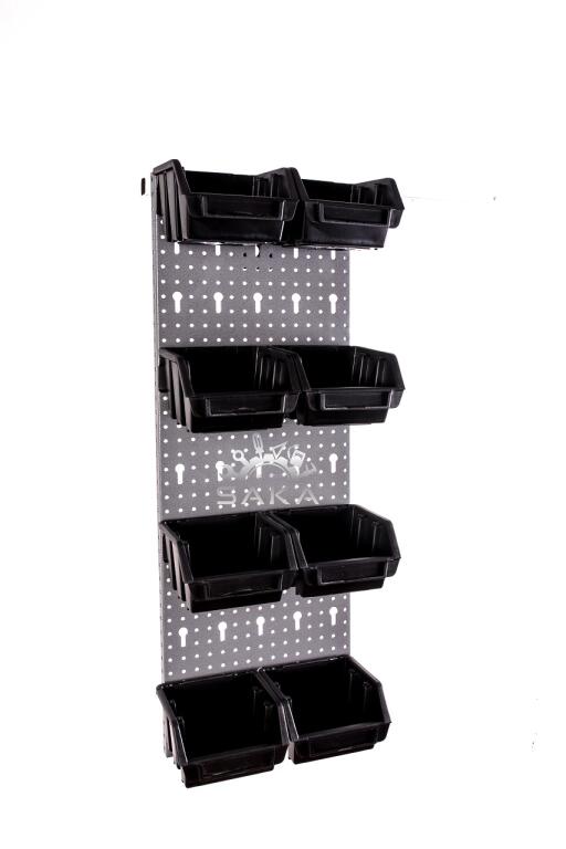 Zestaw pudełek czerwonych Ergobox 1 + płyta perforowana szara 225x505x15 mm (szerokość x wysokość x głębokość-rant) (3)