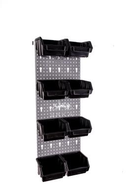 Zestaw pudełek czarnych Ergobox 1 + płyta perforowana szara 225x505x15 mm (szerokość x wysokość x głębokość-rant)
