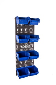 Zestaw pudełek niebieskich Ergobox 1 + płyta perforowana czarna 225x505x15 mm (szerokość x wysokość x głębokość-rant)