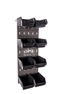 Zestaw pudełek czarnych Ergobox 2 + płyta perforowana czarna 225x630x15 mm (szerokość x wysokość x głębokość-rant)