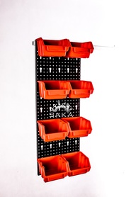 Zestaw pudełek czerwonych Ergobox 1 + płyta perforowana czarna 225X630X15 mm (szerokość x wysokość x głębokość-rant)