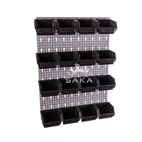 Zestaw pudełek czarnych Ergobox 1 + płyta perforowana szara podwójna 450x630x15 mm (szerokość x wysokość x głębokość-rant)