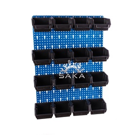 Zestaw pudełek czarnych Ergobox 1 + płyta perforowana niebieska podwójna 450x630x15 mm (szerokość x wysokość x głębokość-rant)
