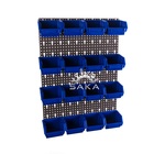Zestaw pudełek czarnych Ergobox 1 + płyta perforowana niebieska podwójna 450x630x15 mm (szerokość x wysokość x głębokość-rant) (6)