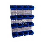 Zestaw pudełek czarnych Ergobox 1 + płyta perforowana niebieska podwójna 450x630x15 mm (szerokość x wysokość x głębokość-rant) (12)