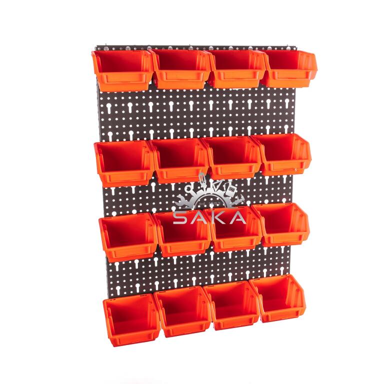 Zestaw pudełek czarnych Ergobox 1 + płyta perforowana czarna podwójna 450x630x15 mm (szerokość x wysokość x głębokość-rant) (8)