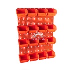 Zestaw pudełek niebieskich Ergobox 1 + płyta perforowana czerwona podwójna 450x630x15 mm (szerokość x wysokość x głębokość-rant) (10)