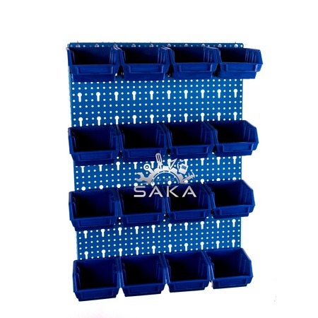 Zestaw pudełek niebieskich Ergobox 1 + płyta perforowana niebieska podwójna 450x630x15 mm (szerokość x wysokość x głębokość-rant) (1)