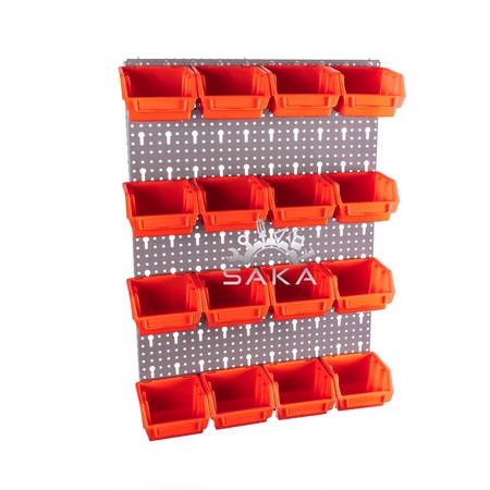 Zestaw pudełek czerwonych Ergobox 1 + płyta perforowana szara podwójna 450x630x15 mm (szerokość x wysokość x głębokość-rant) (1)