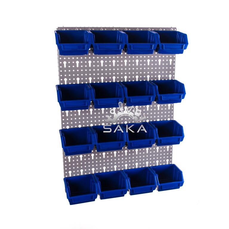 Zestaw pudełek czerwonych Ergobox 1 + płyta perforowana szara podwójna 450x630x15 mm (szerokość x wysokość x głębokość-rant) (11)