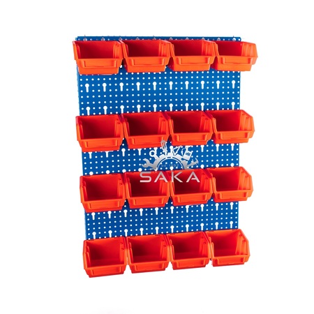 Zestaw pudełek czerwonych Ergobox 1 + płyta perforowana niebieska podwójna 450x630x15 mm (szerokość x wysokość x głębokość-rant) (1)