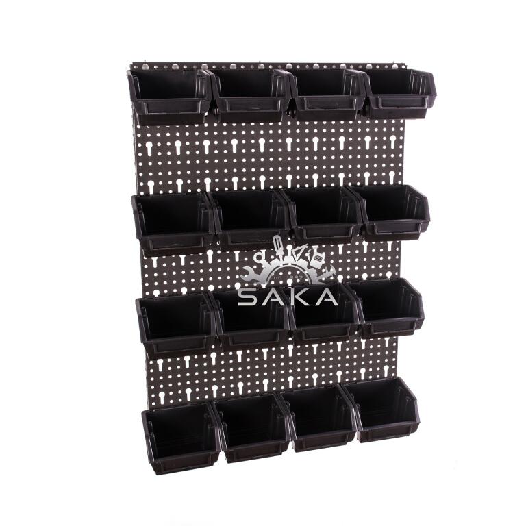 Zestaw pudełek czerwonych Ergobox 1 + płyta perforowana niebieska podwójna 450x630x15 mm (szerokość x wysokość x głębokość-rant) (7)
