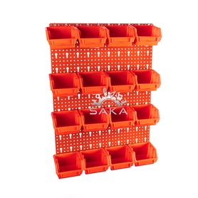 Zestaw pudełek czerwonych Ergobox 1 + płyta perforowana czerwona podwójna 450x630x15 mm (szerokość x wysokość x głębokość-rant)