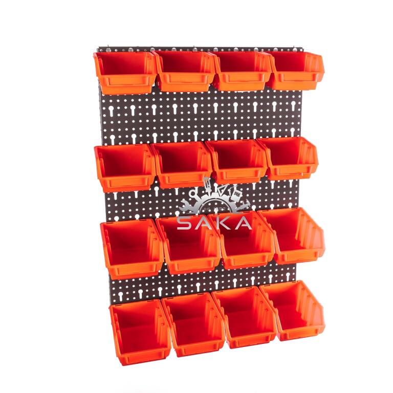 Zestaw pudełek czarnych Ergobox 1 i 2 + płyta perforowana czarna podwójna 450x630x15 mm (szerokość x wysokość x głębokość-rant) (6)