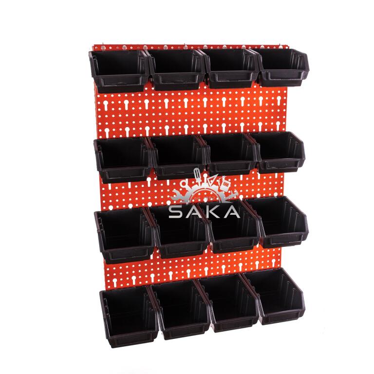 Zestaw pudełek czarnych Ergobox 1 i 2 + płyta perforowana czarna podwójna 450x630x15 mm (szerokość x wysokość x głębokość-rant) (8)