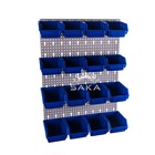 Zestaw pudełek czarnych Ergobox 1 i 2 + płyta perforowana niebieska podwójna 450x630x15 mm (szerokość x wysokość x głębokość-rant) (4)