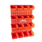 Zestaw pudełek czarnych Ergobox 1 i 2 + płyta perforowana czerwona podwójna 450x630x15 mm (szerokość x wysokość x głębokość-rant) (4)