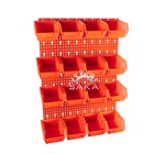 Zestaw pudełek czarnych Ergobox 2 + płyta perforowana czerwona podwójna 450x630x15 mm (szerokość x wysokość x głębokość-rant) (4)