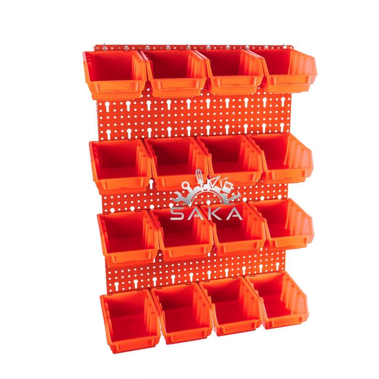 Zestaw pudełek niebieskich Ergobox 2 + płyta perforowana szara podwójna 450x630x15 mm (szerokość x wysokość x głębokość-rant) (3)
