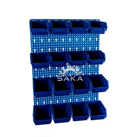 Zestaw pudełek niebieskich Ergobox 1 i 2 + płyta perforowana niebieska podwójna 450x630x15 mm (szerokość x wysokość x głębokość-rant)