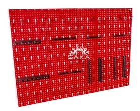 Ścianka narzędziowa czerwona mała 4 płyty perforowane dodatkowo dedykowany kpl. 20 zawieszek